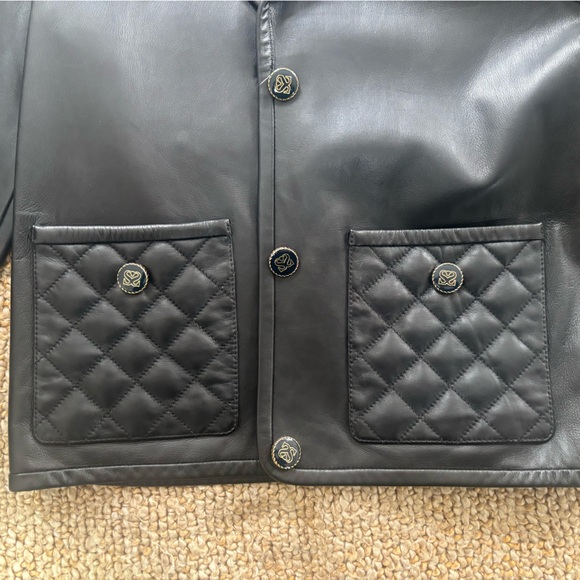 Sandro Black Quilted Pocket Leather Blazer - Picture 3 of 3